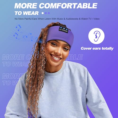 LC-dolida Sleep Headphones Bluetooth 5.4, Headband Headphones Earphones Wireless, Sleep Mask for Sleeping, Sports, Gifts, Workout, Jogging, Yoga,Insomnia, Air Travel, Meditation - color: Airy Purple