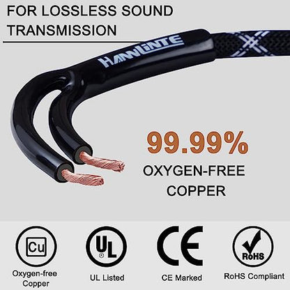 12AWG Speaker Cable (3 Feet), 1 Pack Premium Heavy Duty Braided Speaker Wire with Dual Gold Plated Banana Plug in-Wall CL2 Rated, Oxygen-Free Copper (Black) - color: Black
