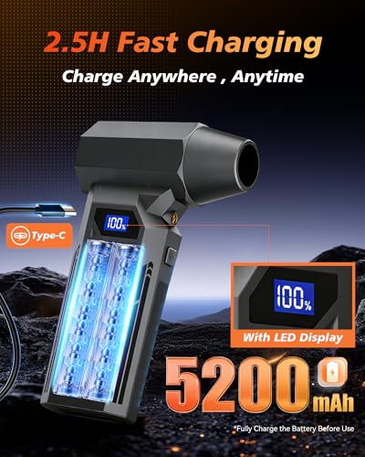 Compressed Air Duster, 150000RPM Electric Air Duster | 4-Gear Brushless Cordless, Mini Blower with LED Light, Rechargeable, For Computer, Car & Home