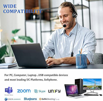 Callez Computer Headset with Noise Cancelling Mic & Mute Controls | Mono USB Headphones for Laptop PC Skype Zoom Webinar Business Call Center Home Office, Clear Chat, Super Lightweight (C500U3) - color: Gray