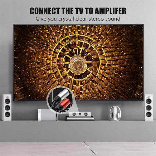 Tan QY 2RCA to 2RCA Audio Cable 3Ft-Gold Plated OFC for HDTV & Gaming | Premium OFC & Gold-Plugs Cable - Clear Bass, Noise Shielding for Home Theater, TV, Amp & Subwoofer - color: 3Ft/1M