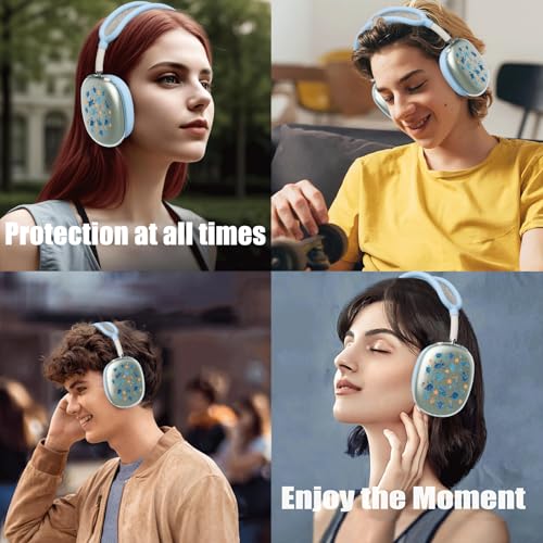 Cute Sea Turtles Clear Case for Airpods Max Headphones Unique Design Soft TPU Ear Cups Cover Anti-Scratch Silicone Ear Pad Protective Case Blue Ocaen Headband Cover for Apple Airpods Max - color: Seaweed turtle 02