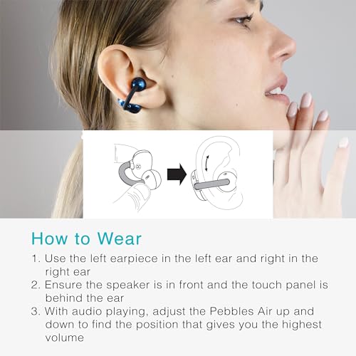MEE audio Pebbles Air Open Ear True Wireless Earbuds - Bluetooth 5.3 Lightweight Earclip Headphones with Headset Microphone & Call Noise Reduction for Gym/Workouts/Sports and Gaming (Sapphire/Blue) | Bluetooth 5.3, Lightweight Earclip Headphones, Headset