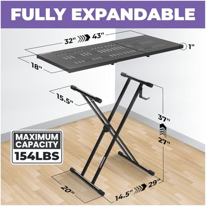 Liquid Stands Expandable DJ Table Stand Portable Audio Mixer Stand - DJ Stand for Laptop & Controller - Midi Keyboard Stand & Synth Stand - DJ Booth Portable X Style Keyboard Stand & Tabletop DJ Desk