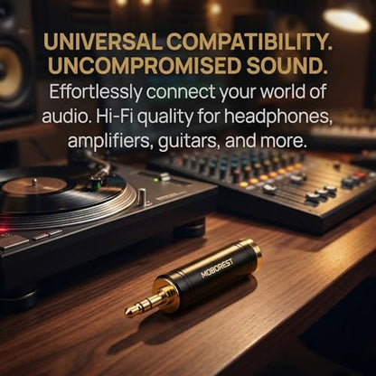 MOBOREST 3.5mm Male to 1/4'' Female Stereo Audio Headphone Adapter, 1-Black | 1/8" Plug to 1/4'' (6.35mm) Jack Adapter, Pure Copper Gold-Plated Connector for Amp, Guitar, Piano, keyboard, Home Theater - color: BLACK-1PCS
