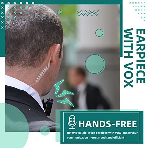 Retevis Walkie Talkie Earpiece with Mic, for RT22/RT21/RT68/H777/RT68H | VOX, Coil Tube, Compatible with Pxton, Baofeng BF-888S, Kenwood walkie talkies, Acoustic Tube Radio Earpiece(4 Pack)
