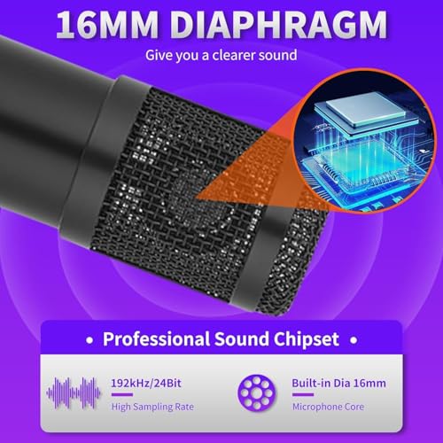Condenser Microphone,Professional Cardioid Studio Streaming Podcast PC Computer USB Microphone Set with Adjustable Mic Suspension Scissor Arm for Broadcasting,Gaming, YouTube,Meeting