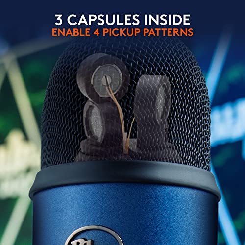 Logitech Creators Blue Yeti USB Microphone for PC, Mac, Gaming, Streaming, Podcasting, Studio and Computer Condenser Mic with Blue VO!CE Effects, 4 Pickup Patterns, Plug and Play - Midnight Blue | Mac, Gaming, Streaming, Podcasting, Studio and Computer Co
