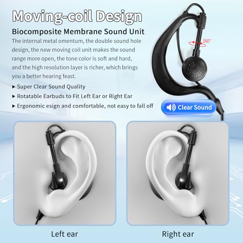 5 Pack Walkie Talkie Earpiece with Mic Two Way Radio Earpiece 2 Pin Microphone Headset for Walkie Talkies Radio Compatible with ‎Retevis Baofeng Arcshell Kenwood Etc - color: KTXL-1