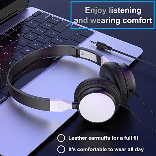 Foldable HiFi Audio Bass Wired Headset Gaming Headphone Over Ear Stereo Wired Headphones for 3.5mm Phone/Tablet Black - color: Black