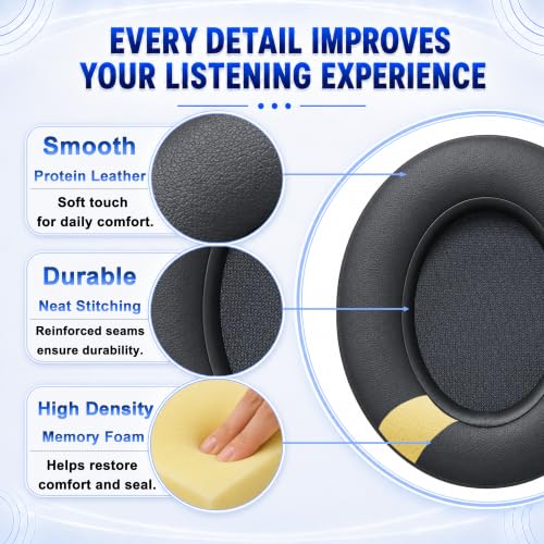 Replacement Ear Pads for Beats Studio 2 & Studio 3 (B0501, B0500) Wired & Wireless Headphones, Protein Leather Earpads Cushions with Memory Foam, Extra Thick Ear Cups,1 Pair (Titanium) - color: Titanium