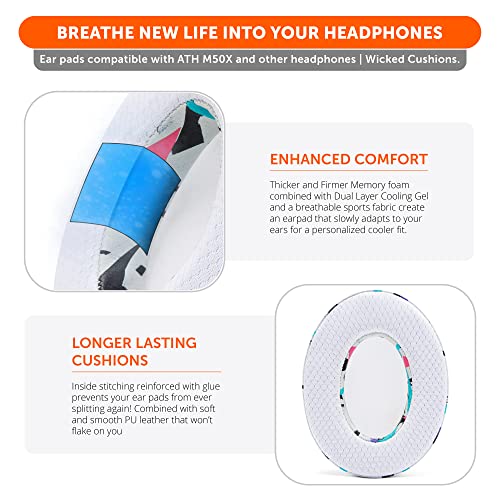 WC Freeze - Cooling Gel Earpads for ATH M50X / SteelSeries Arctis/HyperX | Made by Wicked Cushions | Fits SteelSeries Arctis, ATH M50X, Turtle Beach Stealth & More. Cooler for Longer | 90's White - color: 90's White