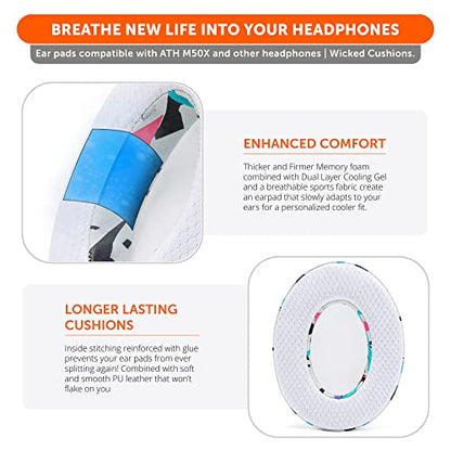 WC Freeze - Cooling Gel Earpads for ATH M50X / SteelSeries Arctis/HyperX | Made by Wicked Cushions | Fits SteelSeries Arctis, ATH M50X, Turtle Beach Stealth & More. Cooler for Longer | 90's White - color: 90's White