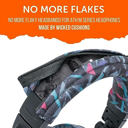 WC BandZ V2 - Headband Cover for Audio Technica ATH M50X & M50XBT | Made by Wicked Cushions | Also fits ATH M50, M40X & More, Machine Washable, No More Flaking Leather | 90's Black - color: 90's Black