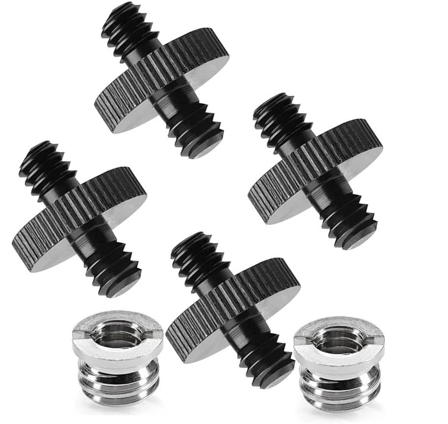 Aluminum 1/4" Male to 1/4" Male Threaded Tripod Screw Adapter Double Sided Standard Mounting Thread Converter for Camera Cage Mount