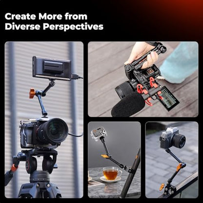 K&F CONCEPT 2-Pack 9.8" Magic Arm, 1/4" Screw Camera Mount Arm | 360° Ball Heads for DSLRs, Monitor, Flash, LED Light, Microphone, Camera Cage, Action Camera, MS32 - style: 9.8" Dual Arm