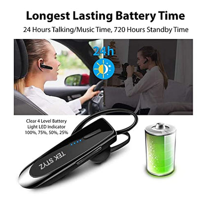 Bluetooth 5.3 Headset Compatible with Samsung Galaxy S21+ Wireless Earpiece, IPX5 Waterproof, Dual Microphones, Noise Reduction, 60 Days Standby + 22Hrs HD Talk Time! - color: Black