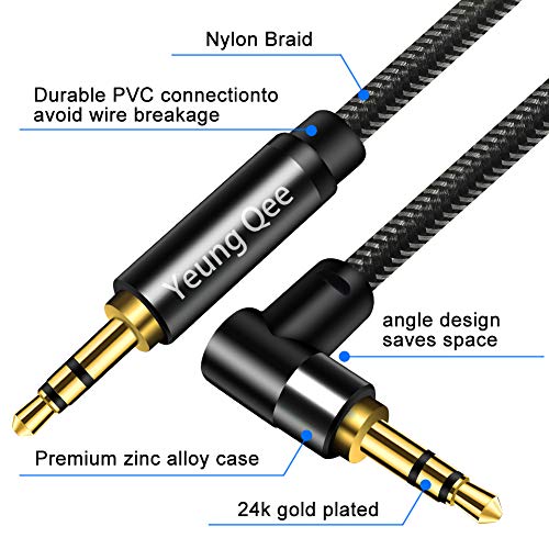 3.5mm Aux Cable 3 ft, 3.5mm Nylon Braided Male to Male Stereo Audio Cable Audio Auxiliary Input Adapter for Headphones, Car, Home Stereos, Speaker (3FT/1m) - size: 3 ft (1 m)