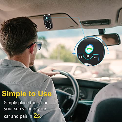 Bluetooth 5.0 Speaker for Car, Handsfree Cell Phone Car Kit | Support Siri Google Voice Assistant, Built in Microphone&3W Speaker for Handsfree Calls, GPS, Music