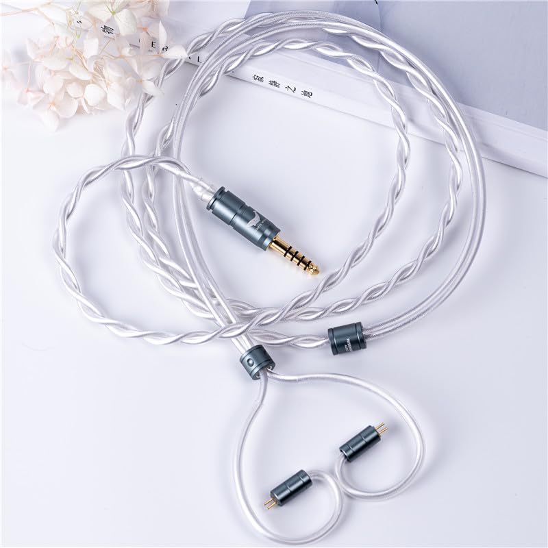 Hisenior White Whale 2Pin 0.78mm 6 Shares OCC Silver-Plated HiFi in-Ear Earphone Cable, Audiophile IEM Earbud Replacement Cable, 4ft 1.2Meters Earphone Upgrade Cable (3.5mm Audio) - size: 3.5mm Audio