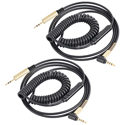 FAAEAL QC25 Coiled Audio Cable Compatible with Bose QC35 QC45 NC700 2.5mm to 3.5mm Aux Cord in-line Mic Control for Musician Audiophile(8ft 2-Pack) - size: 4.2ft-8ft(2-Pack)