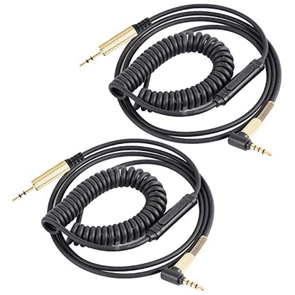 FAAEAL QC25 Coiled Audio Cable Compatible with Bose QC35 QC45 NC700 2.5mm to 3.5mm Aux Cord in-line Mic Control for Musician Audiophile(8ft 2-Pack) - size: 4.2ft-8ft(2-Pack)