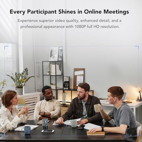 NUROUM C20 HD Video Conference Webcam with Microphone and Speaker | 4 Noise Cancelling MEMS Mics, 2MP CMOS Sensor, 100° FOV, 13ft Voice Pickup, Plug and Play, Broad Compatibility