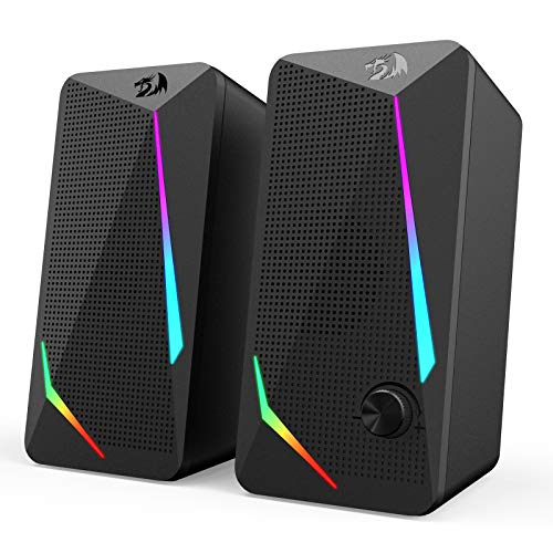 Redragon GS510 RGB Wired Desktop Speakers, 2.0 Channel Stereo Sound, Black - color: Black