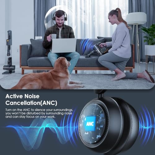 Angteela Wireless Headset, Bluetooth 5.4 Headset with Microphone, Wireless Headphones for Cell Phones/Computer/Laptop - color: Jet Black