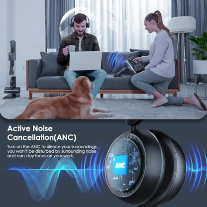 Angteela Wireless Headset, Bluetooth 5.4 Headset with Microphone, Wireless Headphones for Cell Phones/Computer/Laptop - color: Jet Black