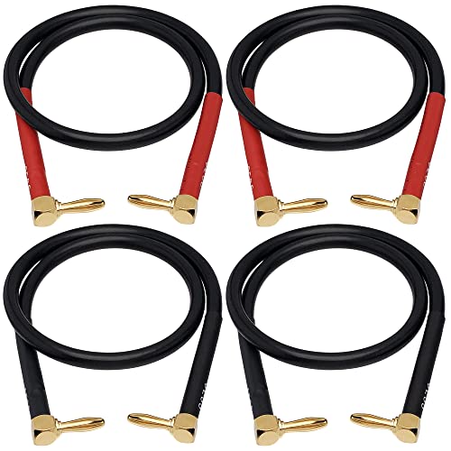 CNCESS CESS-138-18i Banana Plug Cable Right Angle to Right Angle, 8 Gauge Soft Silicone Tinned Copper Wire, High-Current Jumper/Connector for Speaker Panels and Amplifiers (90 to 90, 18-Inch) - style: 90 to 90, 18-INCH
