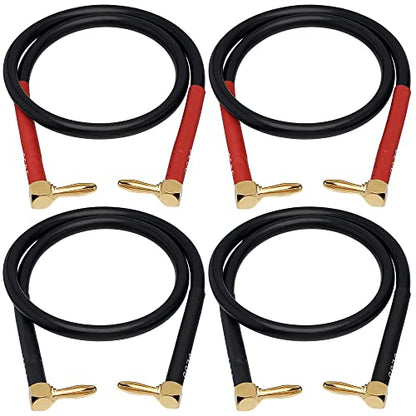 CNCESS CESS-138-18i Banana Plug Cable Right Angle to Right Angle, 8 Gauge Soft Silicone Tinned Copper Wire, High-Current Jumper/Connector for Speaker Panels and Amplifiers (90 to 90, 18-Inch) - style: 90 to 90, 18-INCH