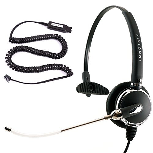 INNOTALK Phone Headset Compatible with Avaya 1408 1416 2410 2420 4424 4606 4610 4612 4620 - Changeable Voice Tube Mic + HIC Quick Disconnect Cord as Call Center Phone Headset - size: Voice Tube Mic Mono