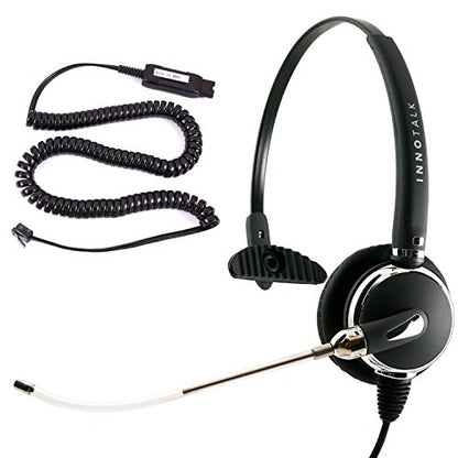 INNOTALK Phone Headset Compatible with Avaya 1408 1416 2410 2420 4424 4606 4610 4612 4620 - Changeable Voice Tube Mic + HIC Quick Disconnect Cord as Call Center Phone Headset - size: Voice Tube Mic Mono