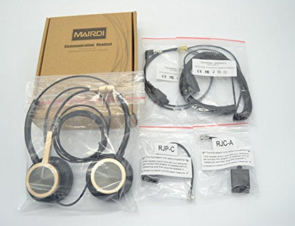 MAIRDI Telephone Headset with RJ9 Jack for Cisco Phone, Including 3.5mm Connector for Cell Phone PC Laptop, Binaural Office Headset with Microphone Noise Canceling for Call Center Landline Deskphone - style: Duo