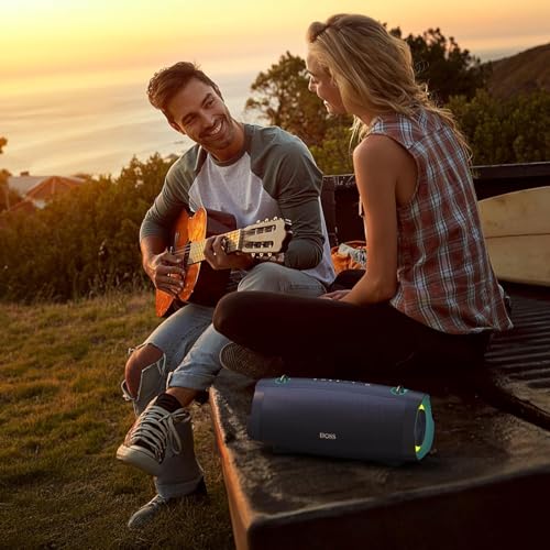 DOSS Extreme Boom Pro D100 Wireless Bluetooth Speaker, IPX6 Waterproof | 140W Peak Loud Sound, Extra Bass, 24H Playtime, Beat-Sync Lights, Power Bank, Portable, Outdoor, Camping, Beach, Yard, Black - color: Black