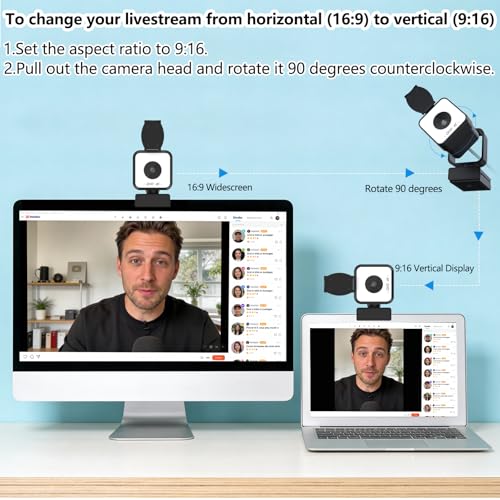 4K USB Webcam with Dual Microphones, 9X Hybrid Zoom | Auto Light Correction, 86° Wide Angle for Video Conferencing, Live Streaming, Remote Work, Compatible with PC Desktop Laptop