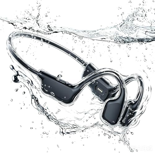 Bone Conduction Headphones for Swimming, Bluetooth 6 Open-Ear Sports Earbuds, Built-in MP3 Player with 32GB Memory, IPX8 Waterproof Swimming Headset，Sporty Black