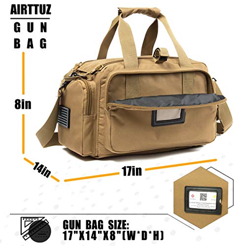 Range Bag | Gun Range Duffle Bag for Handguns and Ammo,USA Flag Patch Included. - color: Khaki