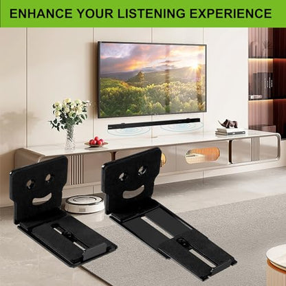 Adjustable Soundbar Mount, Lockable & Universal Fit, Anti-Slip | Removable Wall Brackets, 3.4-5.2 inch Adjustable, Metal, 25 lbs Capacity, Under TV Mount - color: Adjustable-1 (3.4"-5.2")