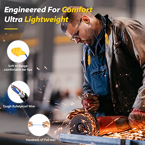 MIPEACE Bluetooth Work Earplugs Headphone,Wireless in-Ear Noise Isolating Earbuds,29dB Noise Reduction Headphone with Control,19+ Hours Battery for Lawn Mowing Safety Industrial Construction(Yellow) - color: Yellow