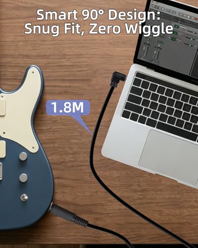 6.35mm to 3.5mm Mono Right Angle Cable 1.8M/5.9FT - color: 6.35mm male to 3.5mm angle male