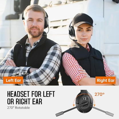 EKSA [Upgrated Trucker Bluetooth Headset with ENC Microphone, 99ft Wireless Range & 30H Talk Time, with Replaceable Ear Pad, Environmental Noise Cancelling Headphones All-Day Comfort for Drivers - style: Headset with Replaceable EarPad