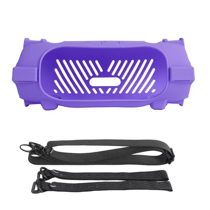 Silicone Case Cover for JBL Charge 6 Portable Bluetooth Speaker, Soft Protective Sleeve Travel Carrying Protective Cover Speaker Silicone Case with Shoulder Strap and Bike Strap (Purple) - color: Purple