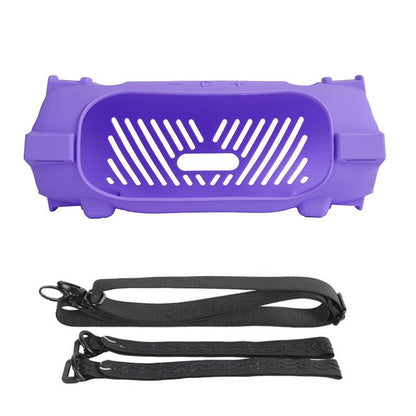 Silicone Case Cover for JBL Charge 6 Portable Bluetooth Speaker, Soft Protective Sleeve Travel Carrying Protective Cover Speaker Silicone Case with Shoulder Strap and Bike Strap (Purple) - color: Purple
