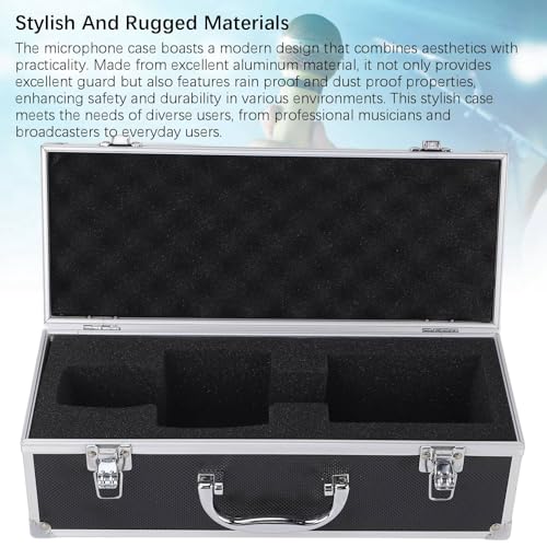Asixxsix Hard Shell Carrying Case for Wireless Microphone Systems, Portable Equipment Storage Case, Aluminum Alloy Sturdy Build, EVA Foam Interior, IP67 Rain Proof