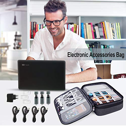 BUBM Electronic Organizer, Double Layer Travel Gear Bag for Cables, Plugs, Flash Hard Drive, Power Bank and More--a Sleeve Pouch for iPad (Large, Black) | Travel Gadget Storage Bag for Cables, Plugs, Flash Hard Drive, Power Bank and More--a Sleeve Pouch f