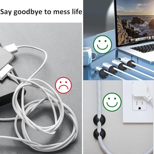 Cord Holder Cable Clips, 12PCS Self-Adhesive Wire Management Keeper Cord Organizer Charger Holder for Desktop USB Charging Cable Nightstand Power Cord Mouse Cable Wire PC Office Home (White)
