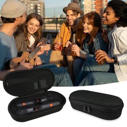 Wireless Microphone Case Compatible with JBL Wireless 2 Microphone System, Handheld Dual Mic Carrying Case, Travel Bag for Receiver, Batteries and Adapter, Karaoke - Black (Box Only) - color: Black