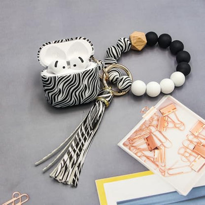 Case Compatible with AirPods 4 Case,Soft Silicone Cover with Bracelet Lanyard and Keychain, Cute Wireless Charging Protective Case for Apple AirPods 4th for Women and Men (Zebra) - color: Zebra